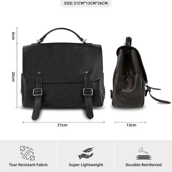 Black Leather 3-in-1 Backpack Handbag Tote for Women Work Travel Casual main image 6